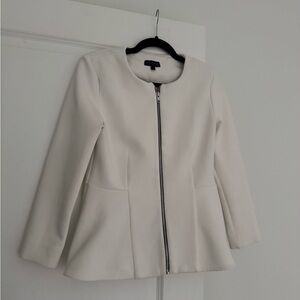 Topshop Nordstrom women’s white scuba long sleeve peplum style blazer size 8